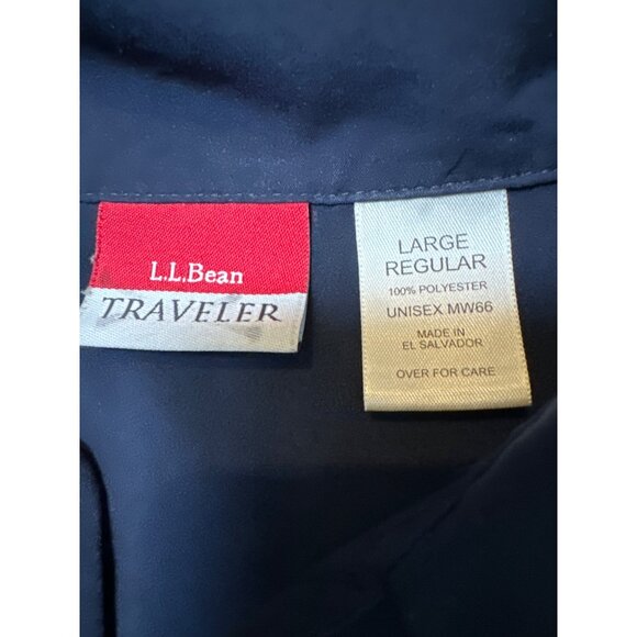 L.L. Bean Traveler Unisex Navy Blue Long Sleeve Button-Up Shirt Large Regular FL - Picture 2 of 7